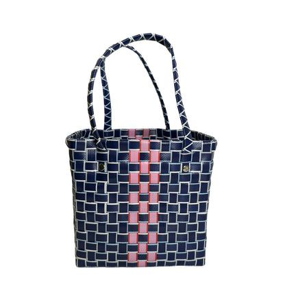 Used MARNI Woven Market Bag Tote Bag Blue Pink White
