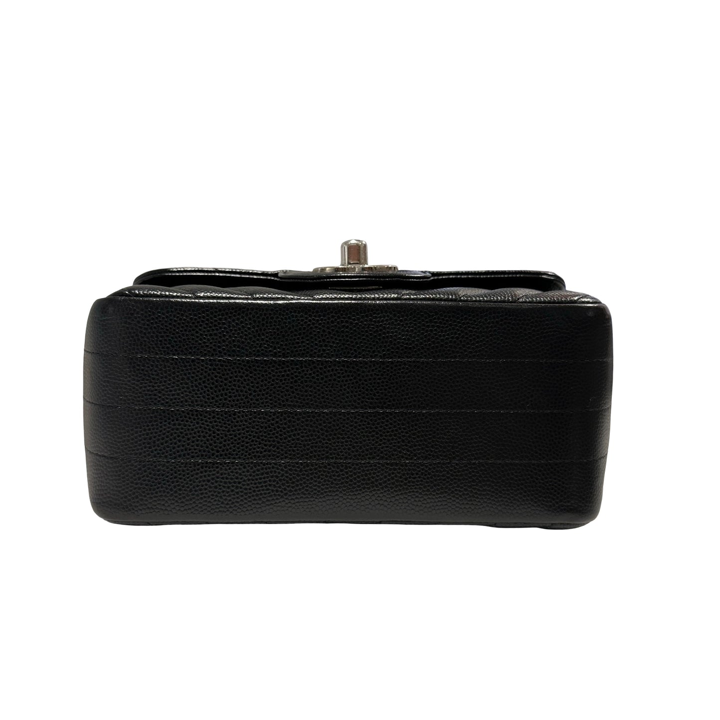 Used CHANEL Caviar Leather Mini Rectangular Flap Chain Shoulder Bag Black PHW