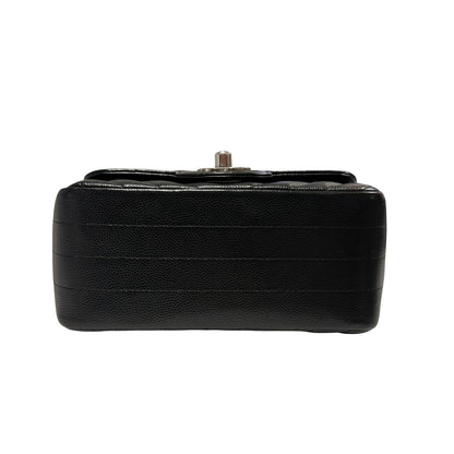 Used CHANEL Caviar Leather Mini Rectangular Flap Chain Shoulder Bag Black PHW
