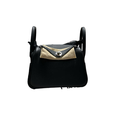 Brand New HERMES Clemence Lindy Handbag Black