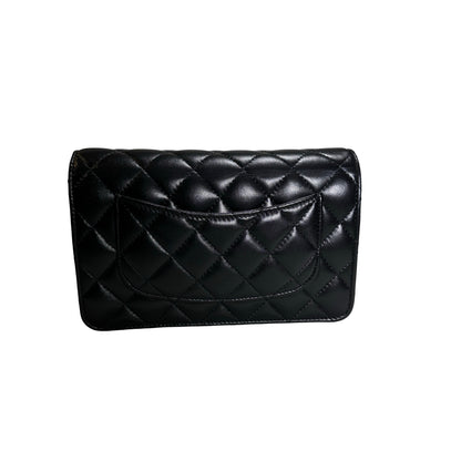 Used CHANEL Quilted Lambskin Wallet on chain Wallet on chain Black GHW