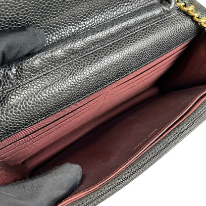Used CHANEL Caviar Quilted Wallet on chain Wallet on chain Black Gold
