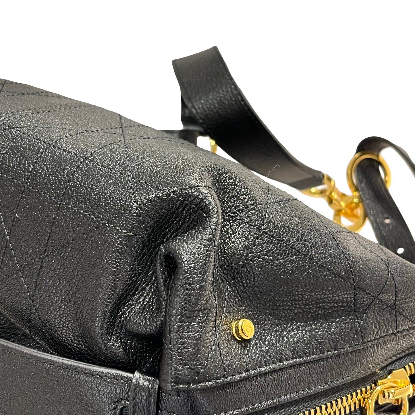 Used DIOR Calfskin Leather D-Joy Medium Shoulder Bag Black