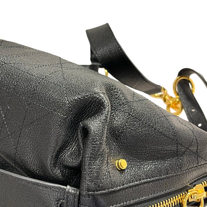 Used DIOR Calfskin Leather D-Joy Medium Shoulder Bag Black