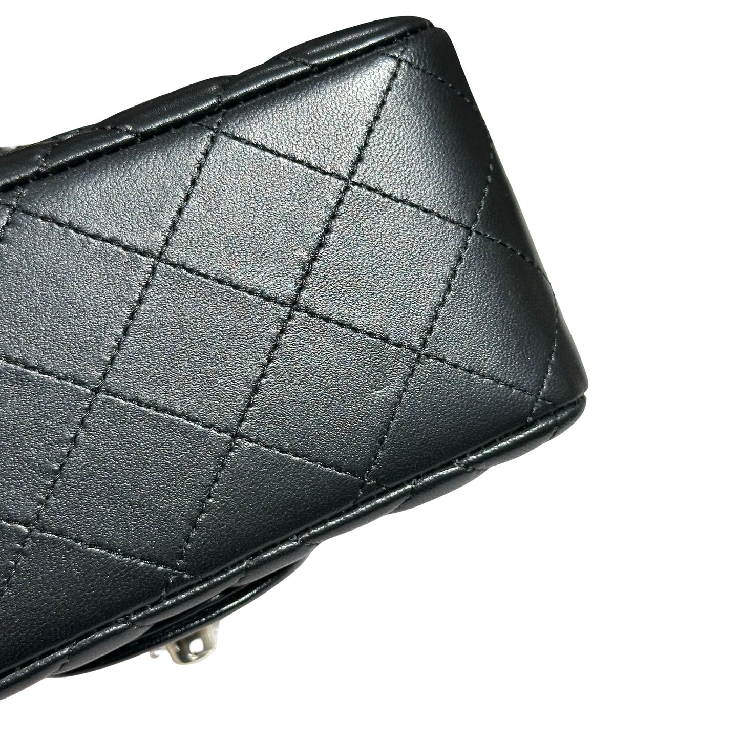 New Chanel Lambskin Leather Mini flap 17cm Cross Body Bag Black GHW