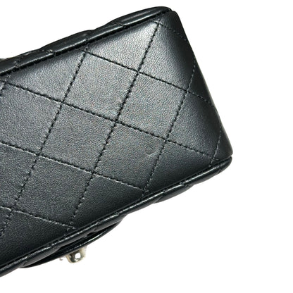 New Chanel Lambskin Leather Mini flap 17cm Cross Body Bag Black GHW