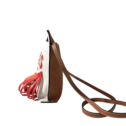 Used LOEWE Cross Body Cross Body Bag White Orange Green Yellow Rainbow
