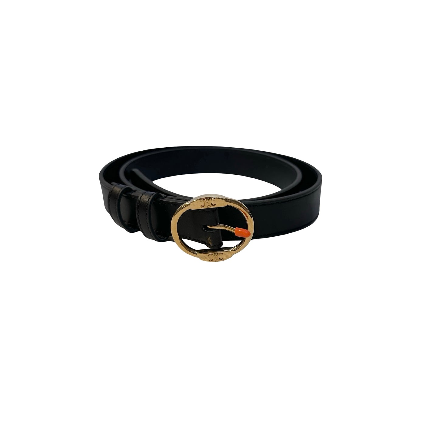 New Céline Calfskin Leather Belt Black GHW