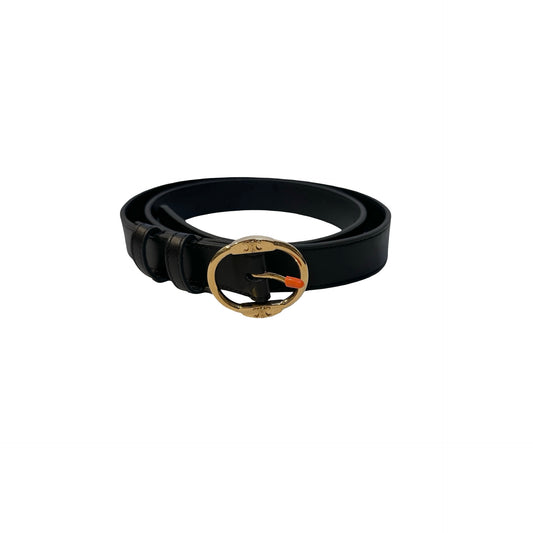 New Céline Calfskin Leather Belt Black GHW