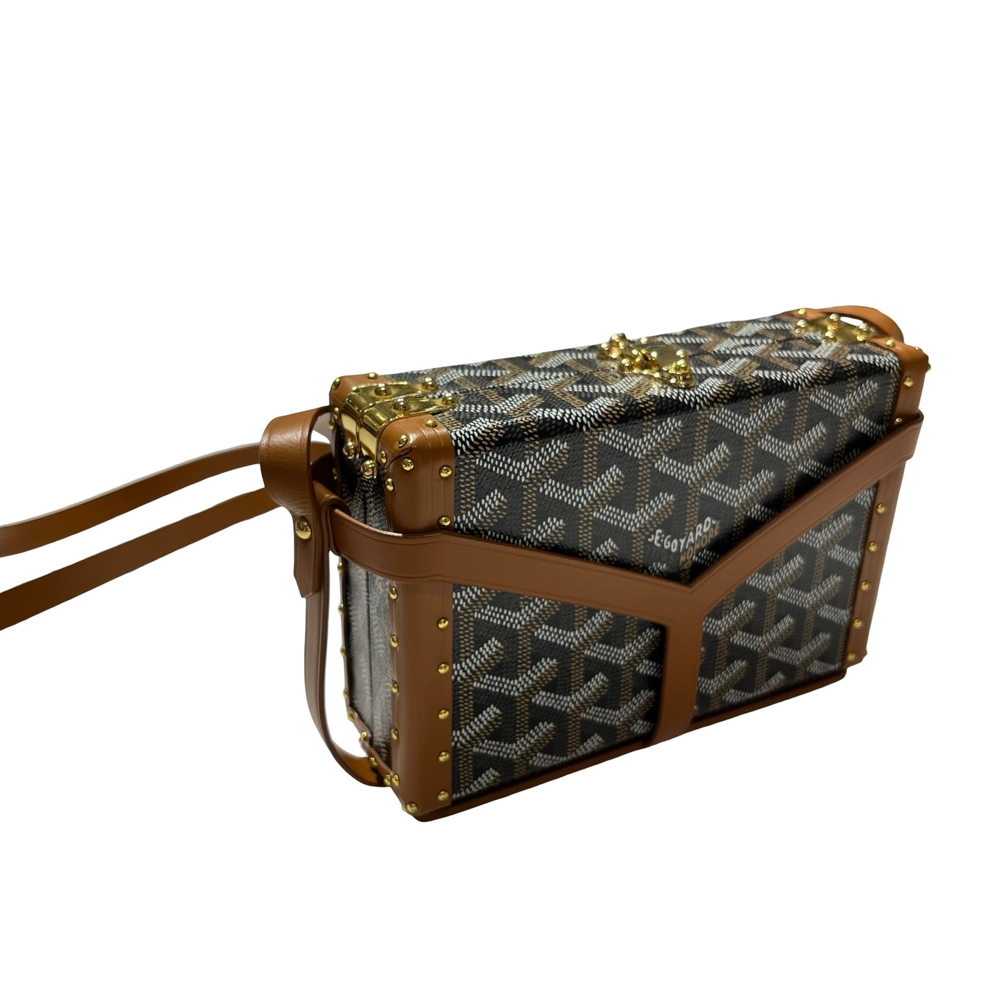 Used GOYARD Goyardine Minaudiere Crossbody Bag Black Brown