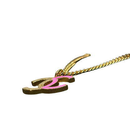Brand New CHANEL CC Necklace Necklace Gold Pink