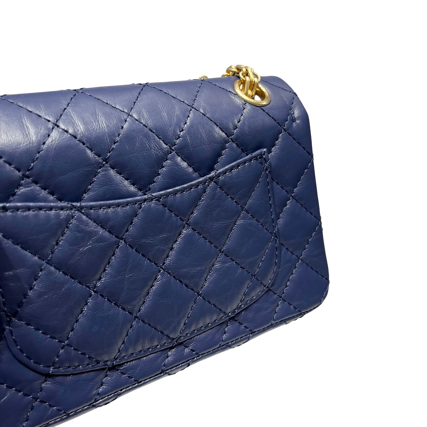Unused CHANEL Mini 2.55 Cross Body Bag Navy Blue GHW