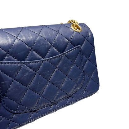 Unused CHANEL Mini 2.55 Cross Body Bag Navy Blue GHW
