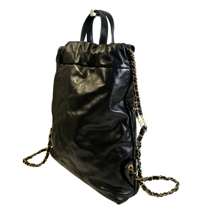 Used CHANEL Quilted Calfskin Chanel 22 Backpack Backpack Black Gold hardware