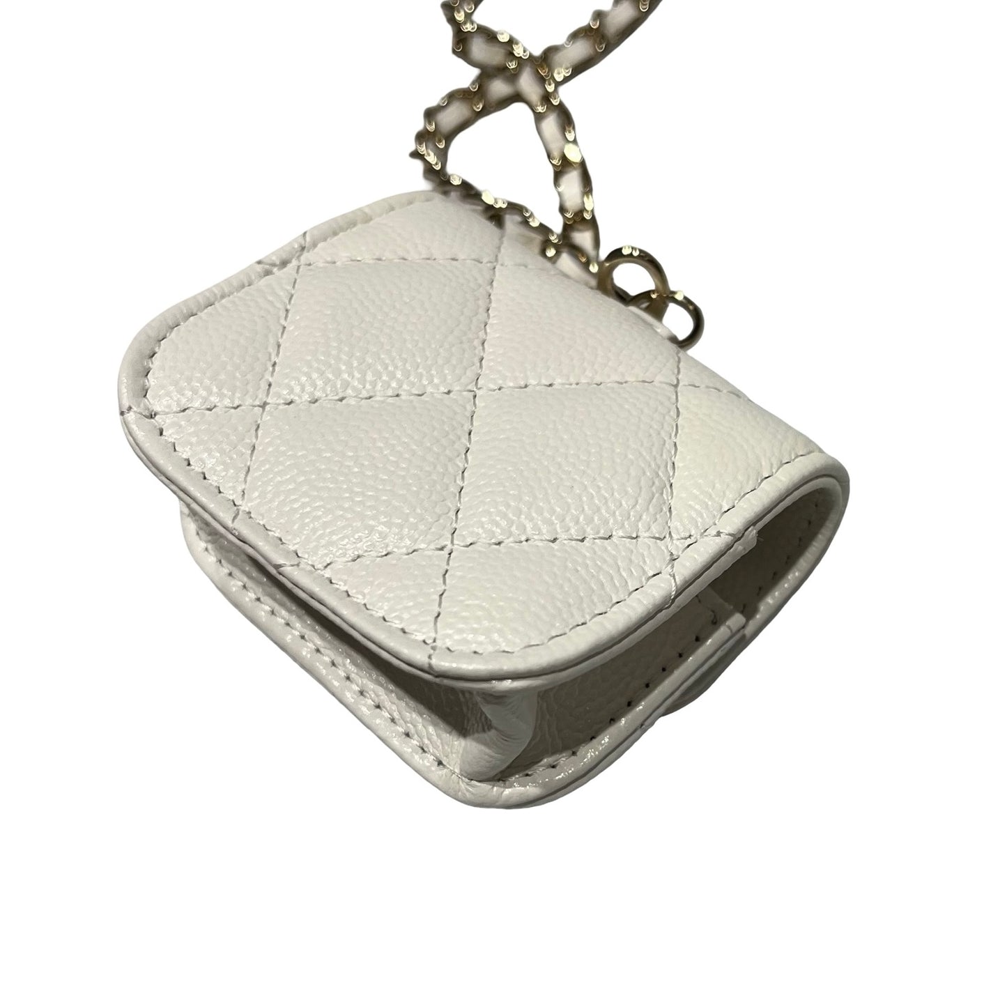 Used CHANEL MINI Chain Shoulder Bag White PHW
