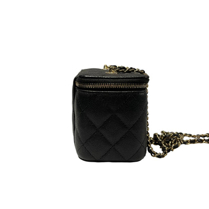Used CHANEL Vanity Case Cross Body Bag Black GHW