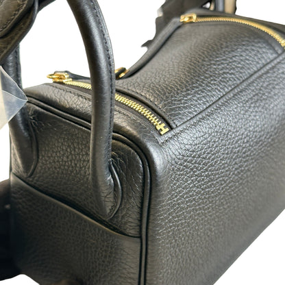 Brand New HERMES Leather Mini Lindy Handbag Black GHW