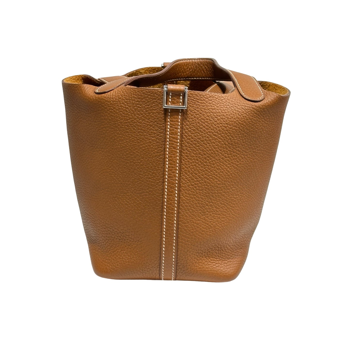Used HERMÈS Clemence leather Picotin Handbag Brown PHW