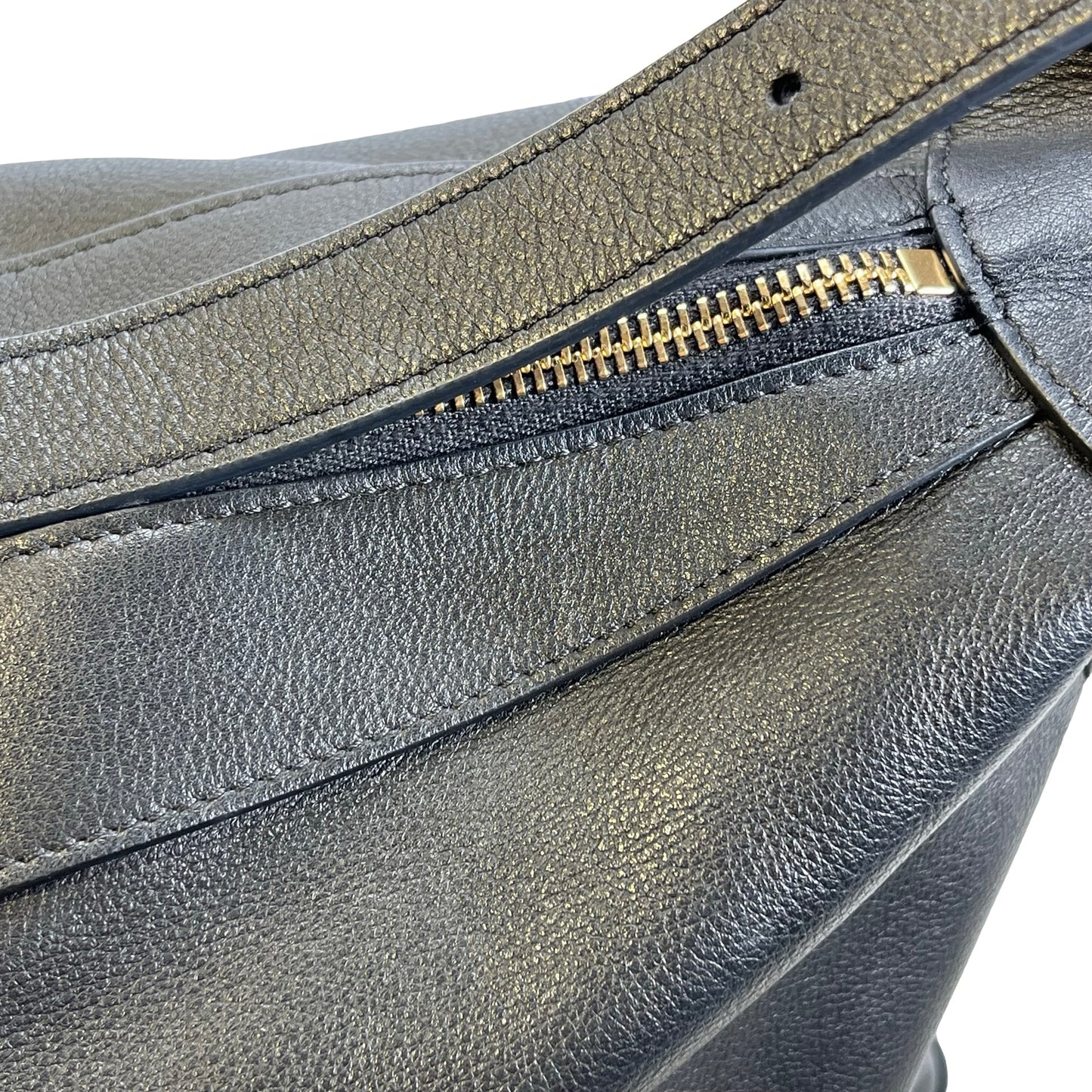 Used CELINE Leather Sangle Bucket Bag Shoulder Bag Black