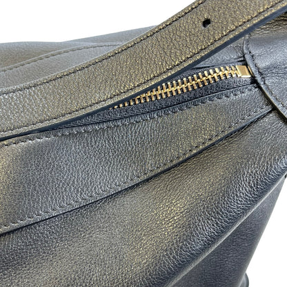 Used CELINE Leather Sangle Bucket Bag Shoulder Bag Black