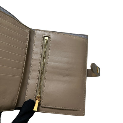 Used CELINE Grained Calfskin Strap Wallet Wallet Light Blue Khaki