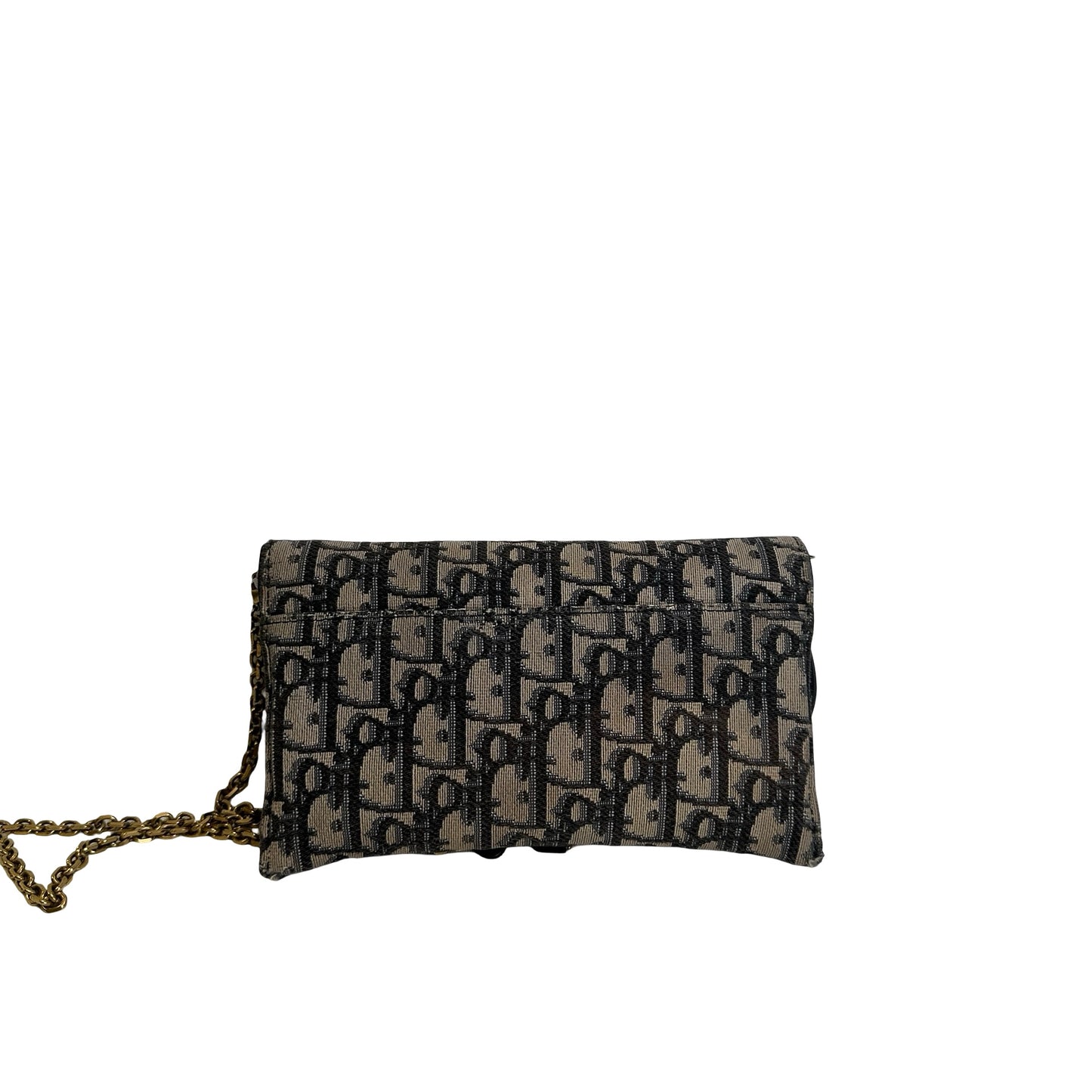 Used DIOR Oblique Canvas Oblique WOC Cross body bag Navy Grey