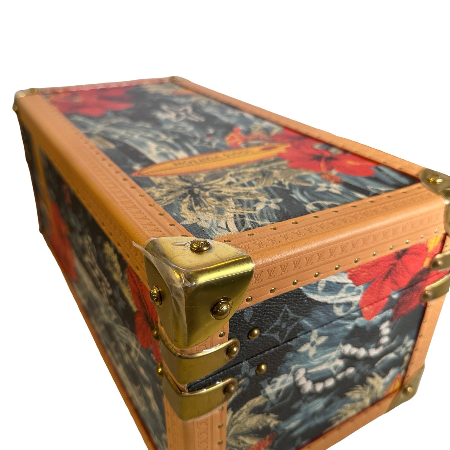 Used LOUIS VUITTON Calfskin Leather Monogram Box Box Blue Brown GHW
