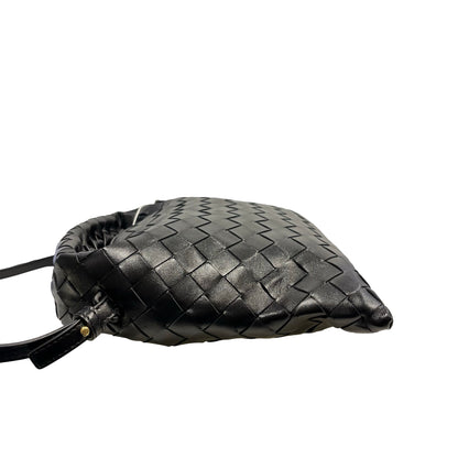 Used BOTTEGA VENETA Intrecciato Mini Wallace Shoulder Bag Black