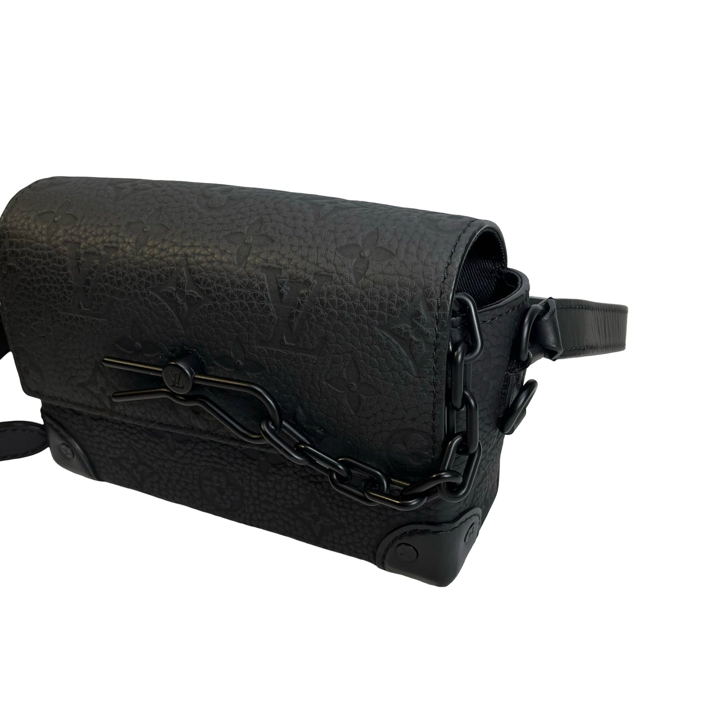 Used LOUIS VUITTON Monogram Taurillon Mini Soft Trunk Crossbody Bag Black