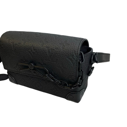 Used LOUIS VUITTON Monogram Taurillon Mini Soft Trunk Crossbody Bag Black