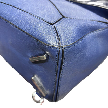 Used LOEWE Calfskin Leather Puzzle Crossbody Bag Navy Blue PHW