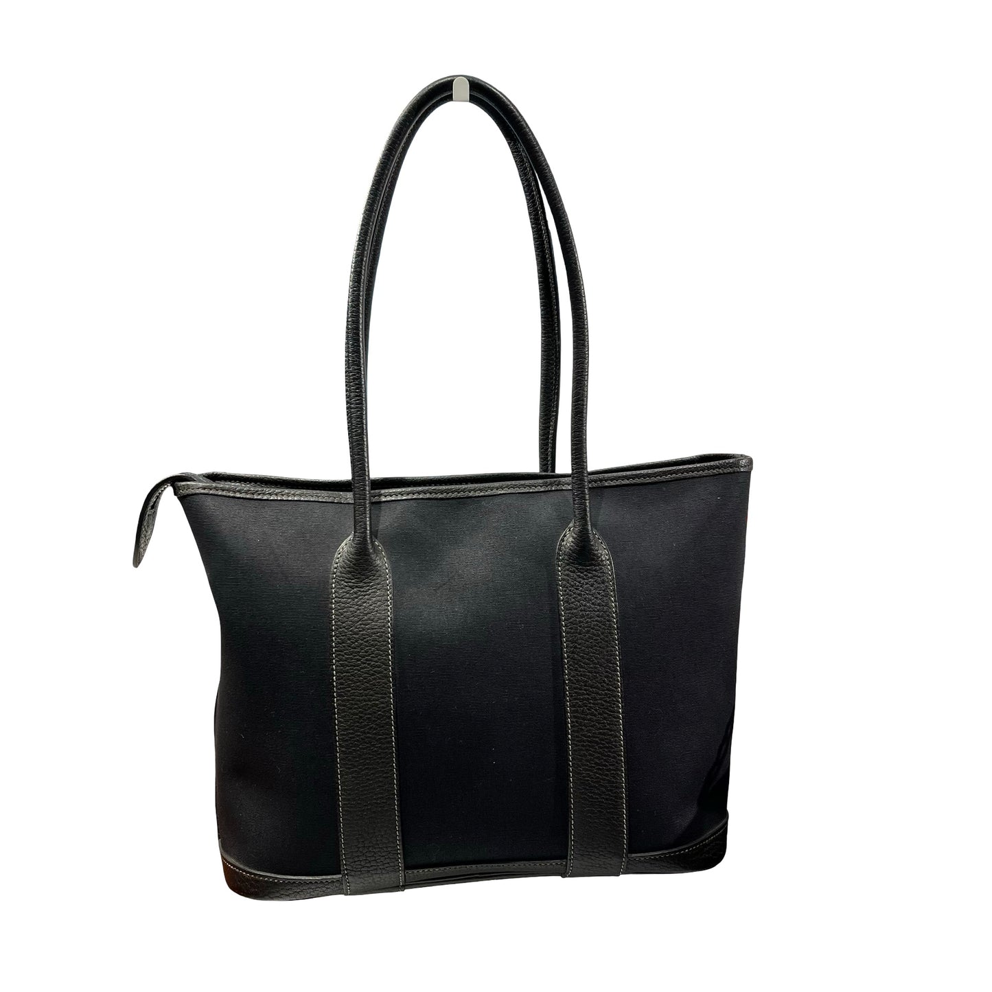 Used HERMÈS Toile Zip Garden Party PM Tote Bag Black PHW