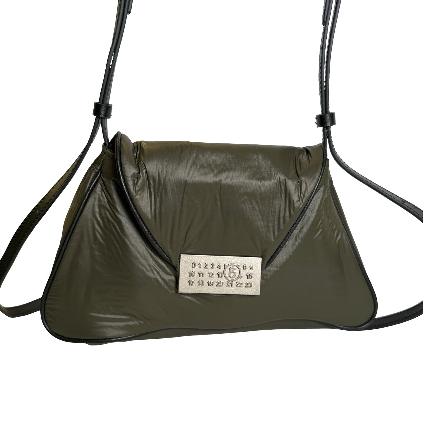 Used MAISON MARGIELA Padded Nylon Snatched Shoulder Bag Khaki Silver