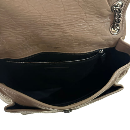 Used SAINT LAURENT Chevron Quilted Niki Chain Shoulder Bag Beige
