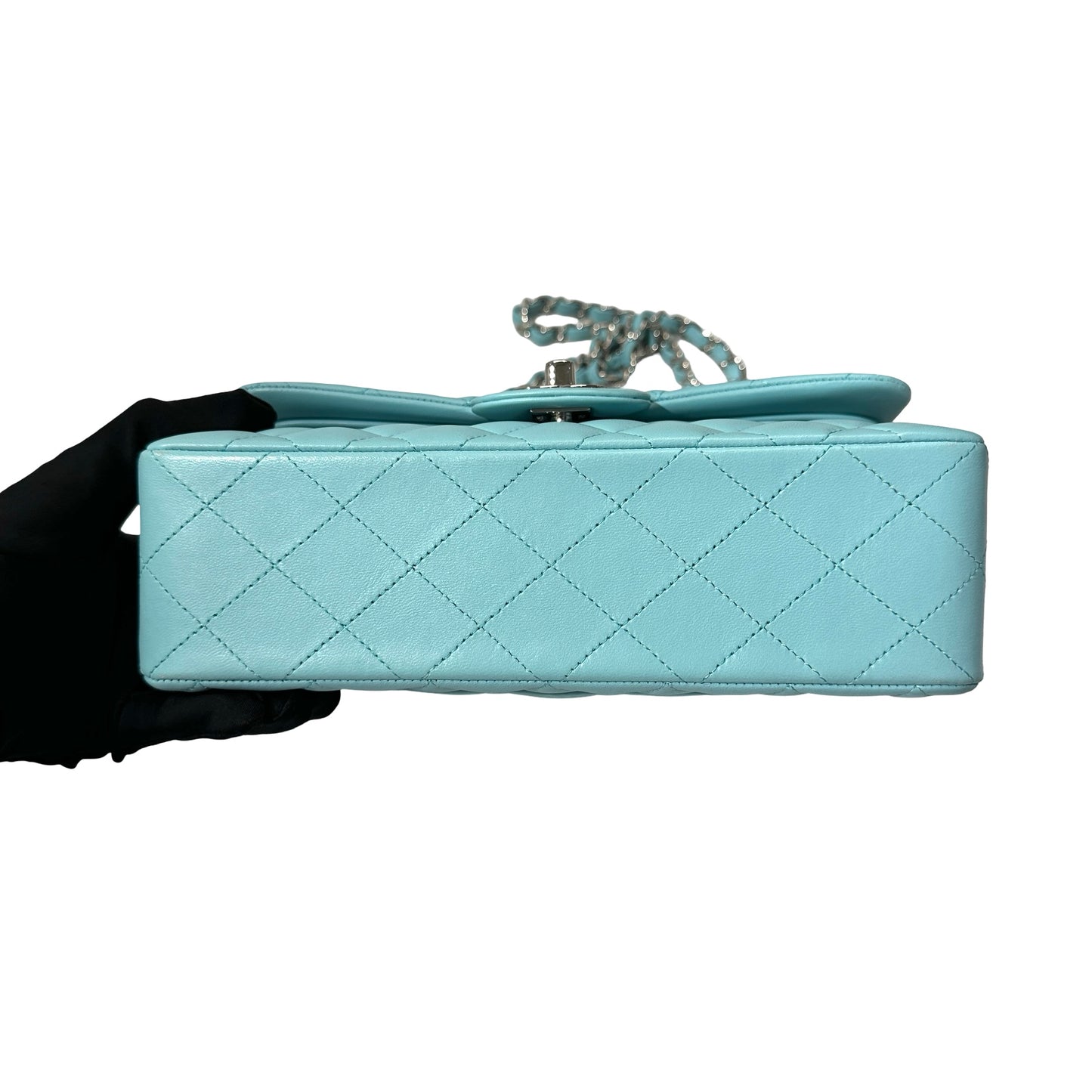 Used CHANEL Lambskin Leather CF 23 Shoulder Bag Blue PHW