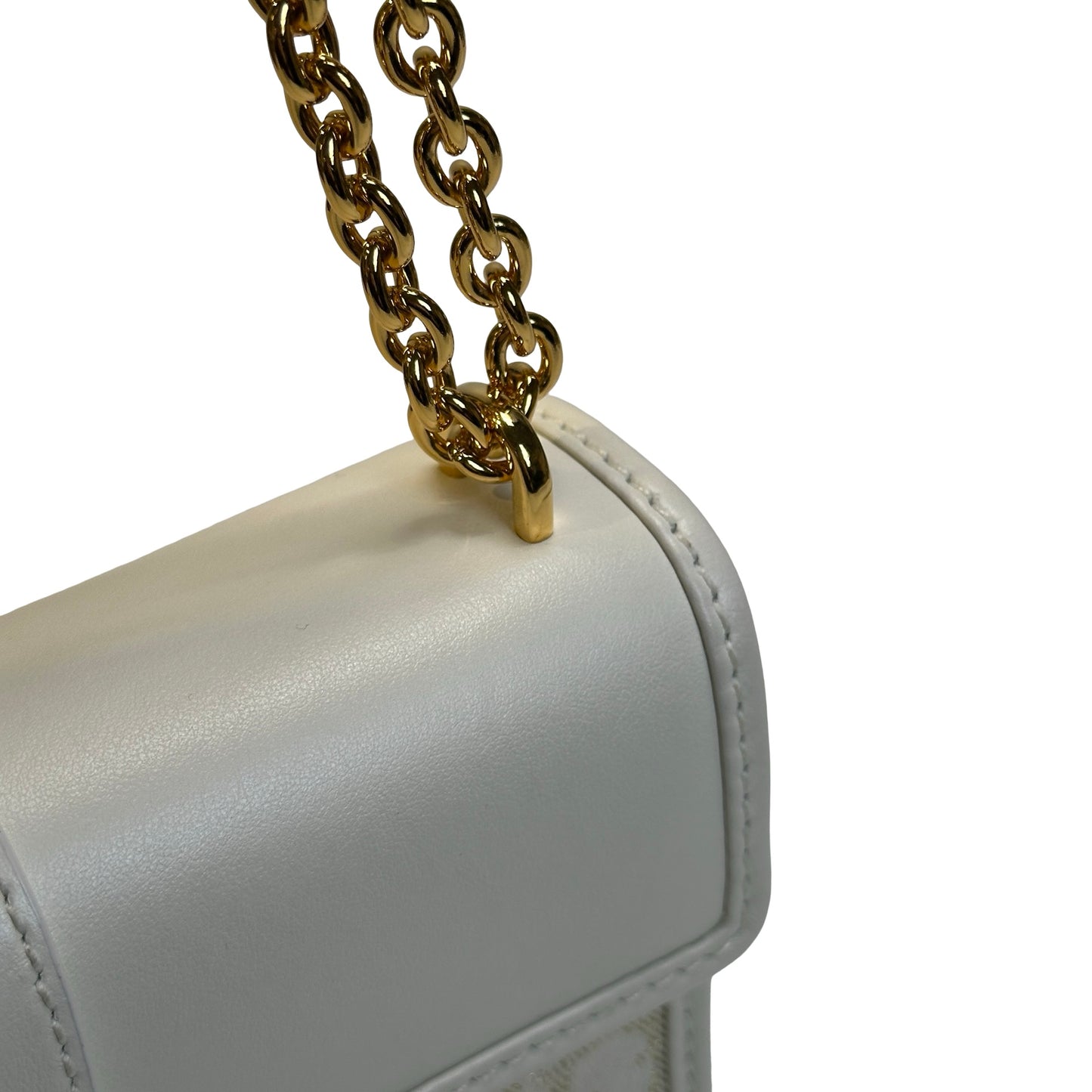 Used DIOR Dior Oblique Leather 30 Montaigne Shoulder Bag White Beige