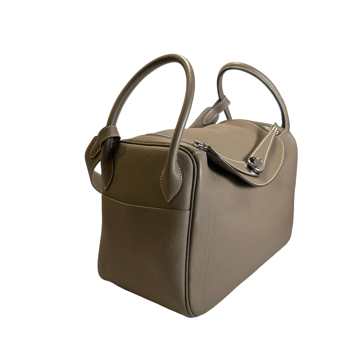 Used HERMES Leather Togo Lindy 30 Handbag Etoupe PHW