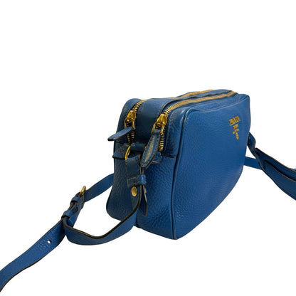 Used PRADA Vitello Phenix Leather Vittelo Phenix Camera Bag Camera Bag Blue