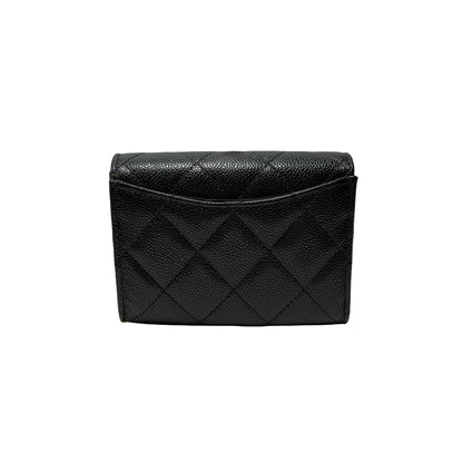 Brand New CHANEL Caviar Leather Classic Small Flap Wallet Wallet Black PHW