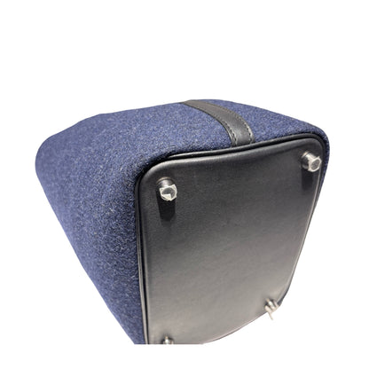 Used HERMÈS Wool Picotin 18 Handbag 2Z Bleu Nuit PHW