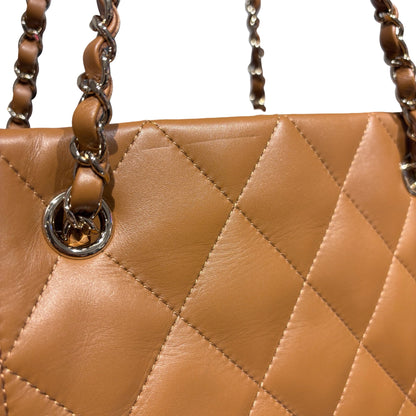 Used CHANEL Lambskin Leather Tote Bag Brown GHW