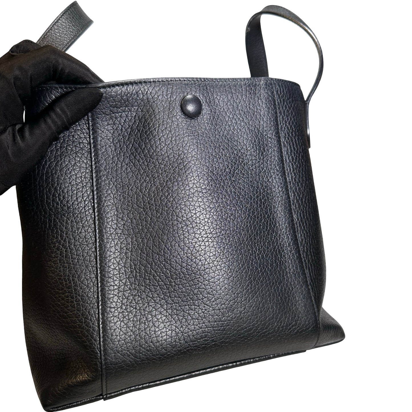 Used DIOR Grained Calfskin C'est Dior Bucket Bag Black GHW