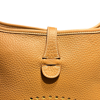 Used HERMÈS Clemence leather Evelyne 29 Shoulder Bag Brown