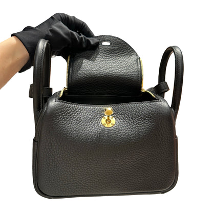 Brand New HERMES Clemence Lindy Mini Handbag Black