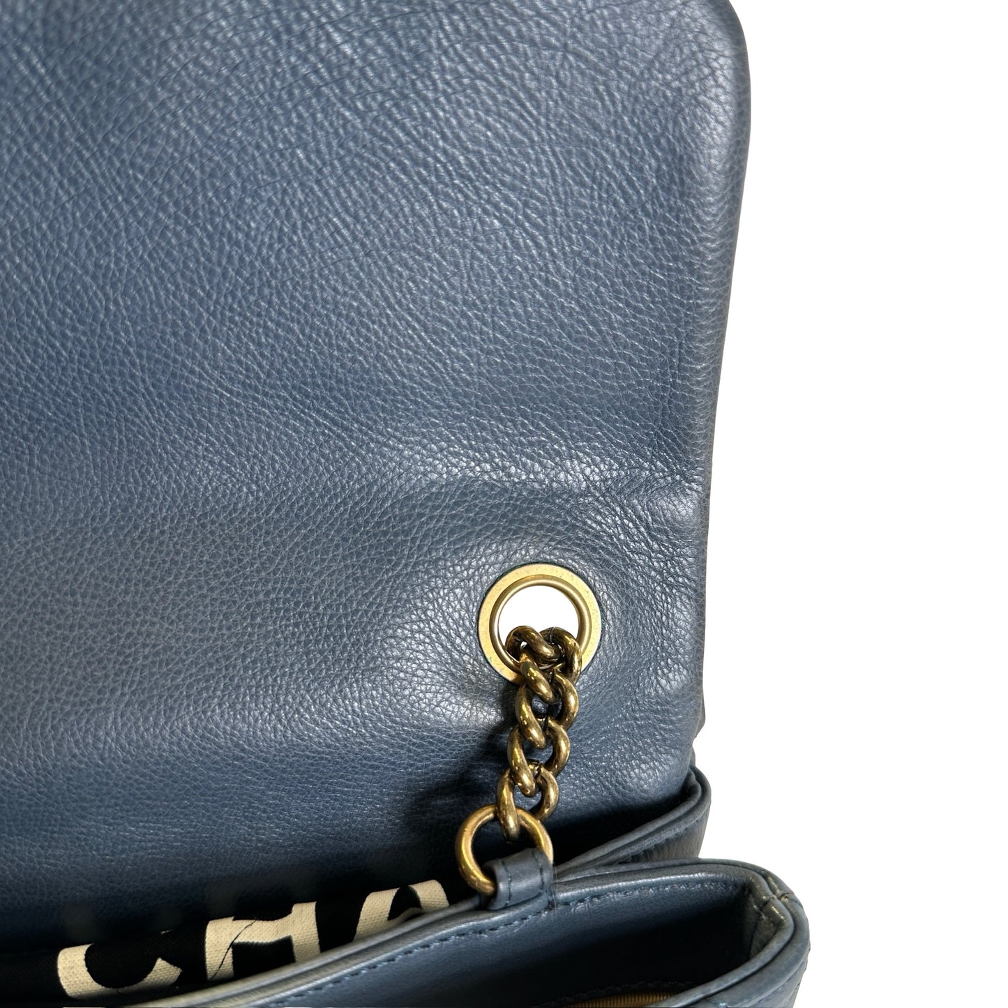 Used CHANEL Quilted Caviar Classic Flap Chain Shoulder Bag Grey Gold