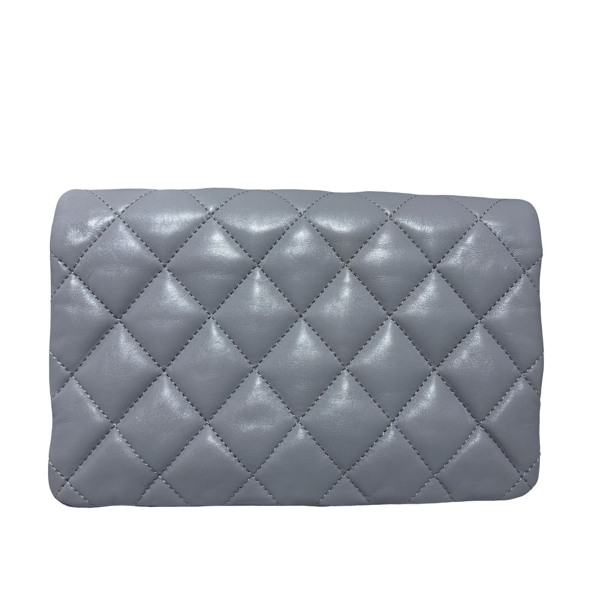Used CHANEL Lambskin 22K all slide adjustable small flap bag Cross body bag Grey