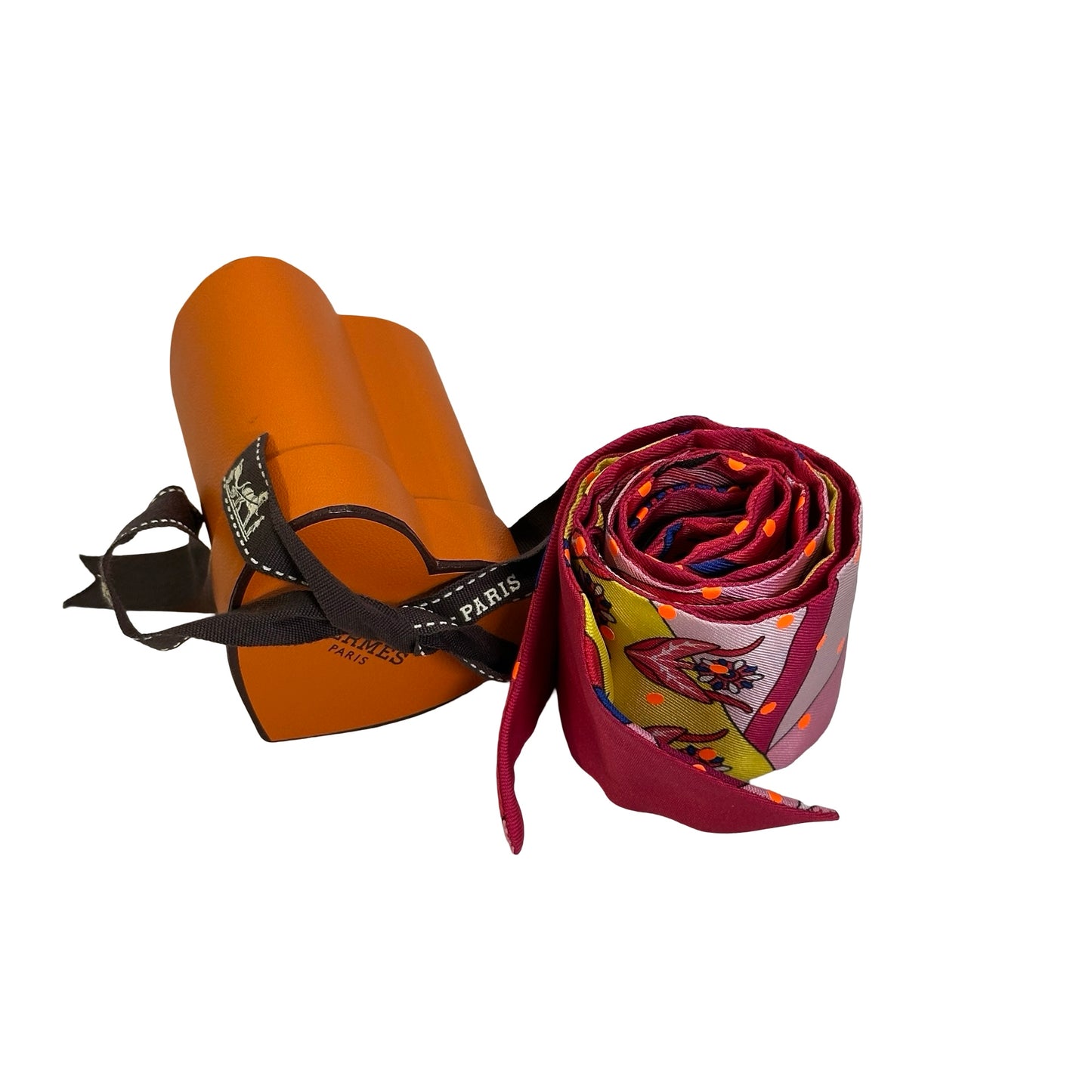 Used HERMES Soie Twilly Twilly Pink Yellow Red Blue