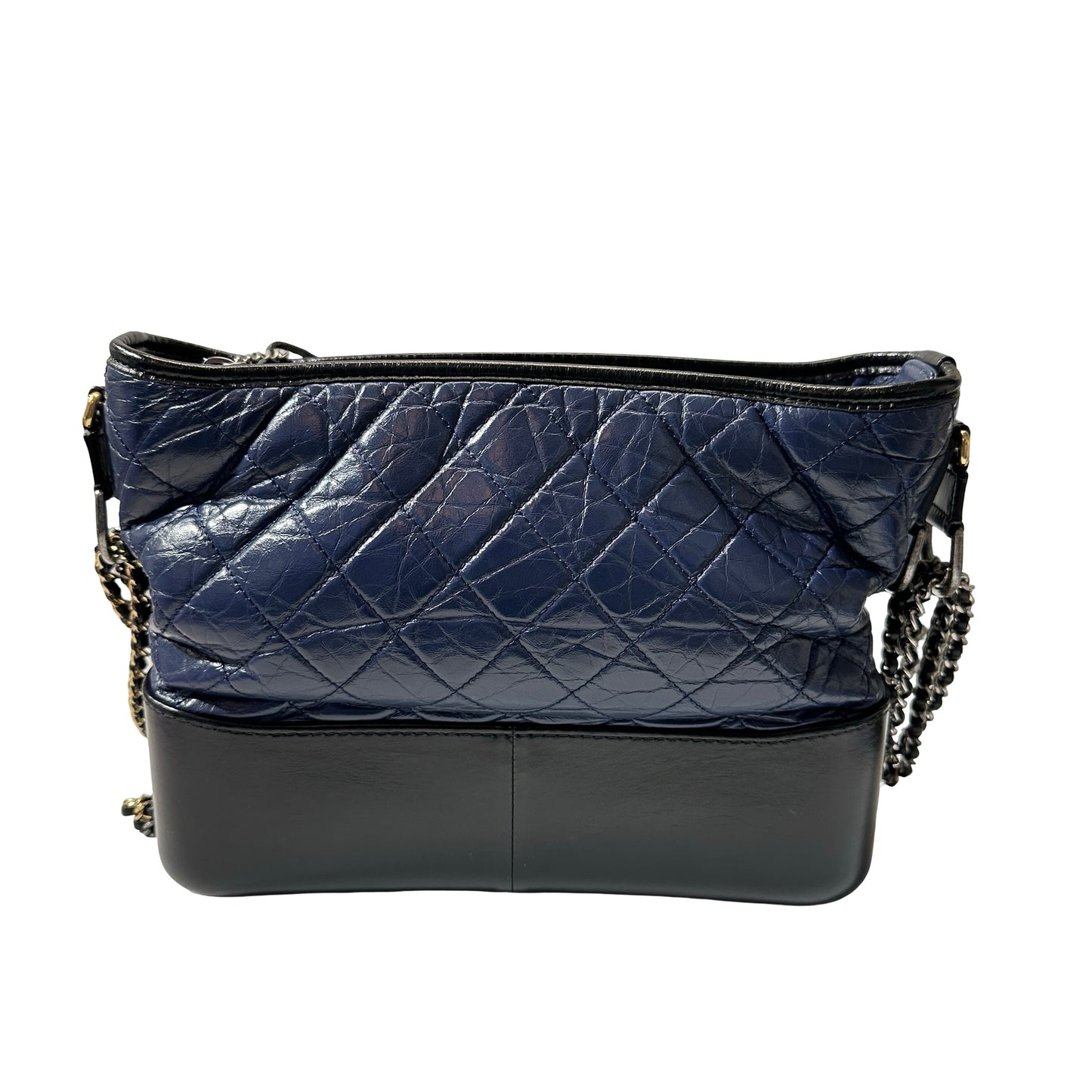 Used CHANEL Lambskin Leather Gabrielle Cross Body Bag Navy GHW