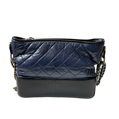 Used CHANEL Lambskin Leather Gabrielle Cross Body Bag Navy GHW