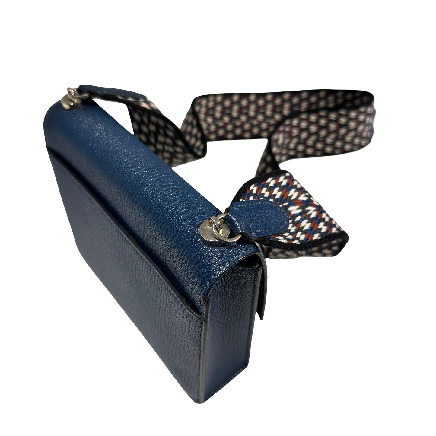 Used HERMES Chevre Mini Verrou Crossbody Bag 73 Bleu Salhir PHW